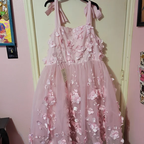 JessaKae Light Pink Dress with Flowers - Picture 2 of 8